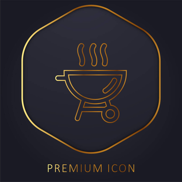 Логотип или иконка золотой линии барбекю - Вектор,изображение