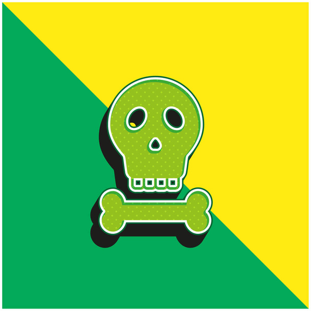 Csontok Zöld és sárga modern 3D vektor ikon logó - Vektor, kép