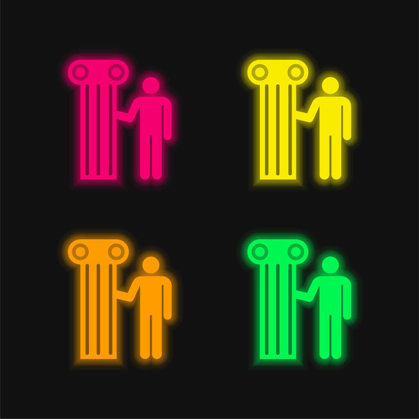 Architetto quattro colori luminosi icona vettoriale al neon - Vettoriali, immagini