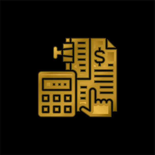 Bookkeeping gold plated metalic icon or logo vector - Vector, Image