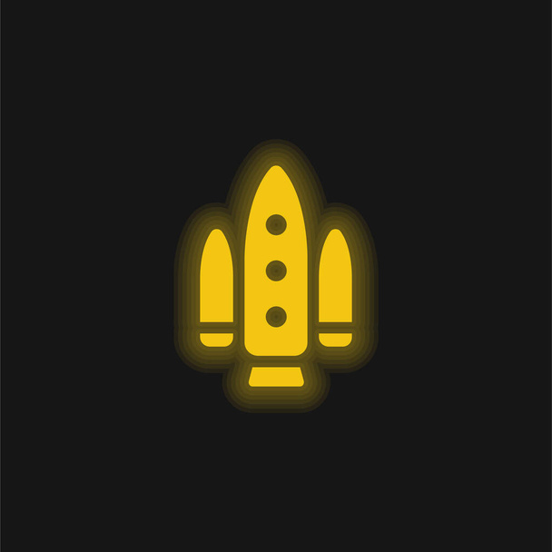 Apolo Project sárga izzó neon ikon - Vektor, kép