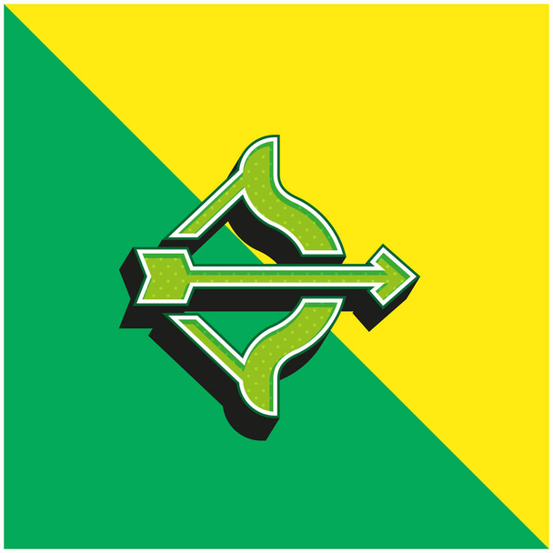 Lukostřelba Zelená a žlutá moderní 3D vektorové logo ikony - Vektor, obrázek