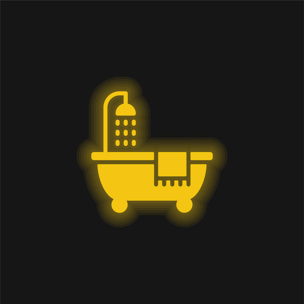 Icona neon luminoso giallo bagno - Vettoriali, immagini
