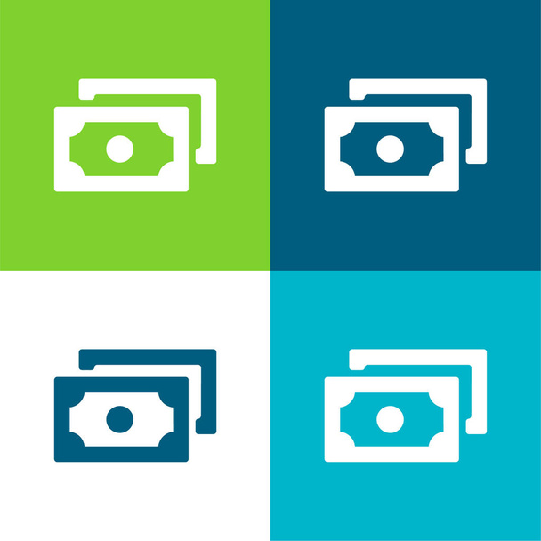 Bankjegyek Lapos négy szín minimális ikon készlet - Vektor, kép