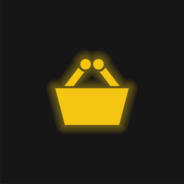 Košík Black Shape Side Zobrazit žlutou zářící neonovou ikonu - Vektor, obrázek