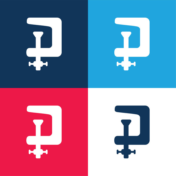 Adjusment System modrá a červená čtyři barvy minimální ikona nastavena - Vektor, obrázek