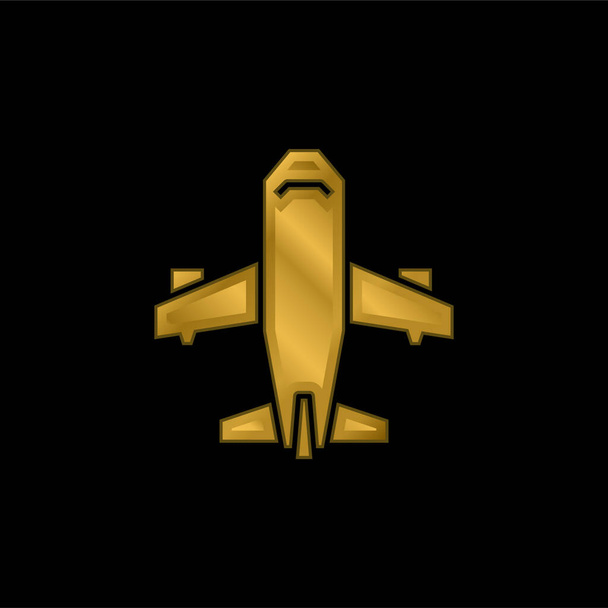 Avion plaqué or icône métallique ou logo vecteur - Vecteur, image