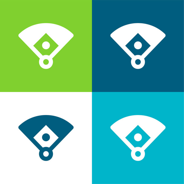 Бейсбол Diamond Flat четыре цвета минимальный набор значков - Вектор,изображение