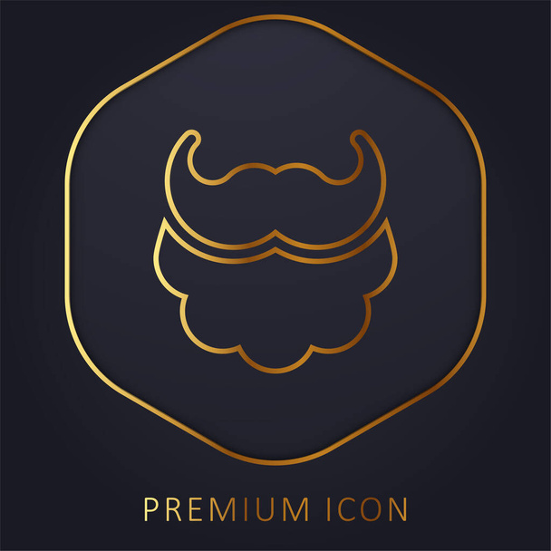 Barba línea de oro logotipo premium o icono - Vector, Imagen