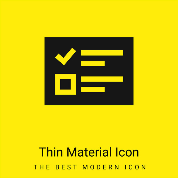 Szavazólap minimális élénk sárga anyag ikon - Vektor, kép