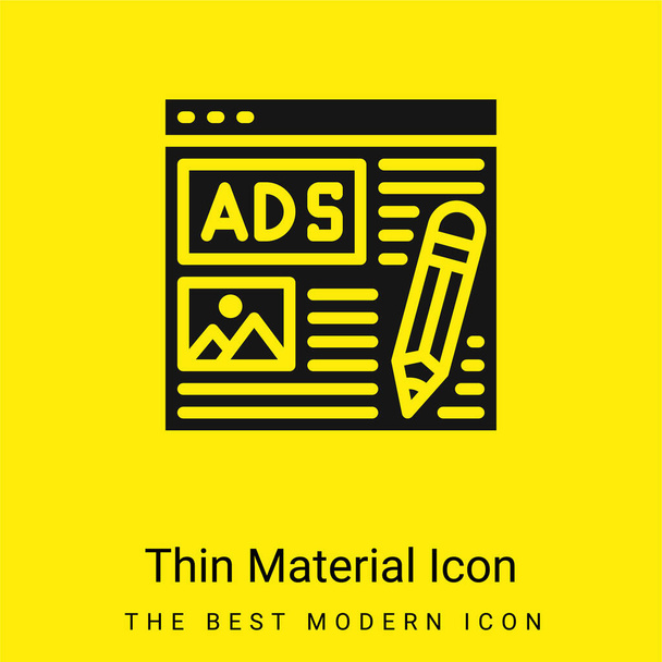Publicidad mínimo icono de material amarillo brillante - Vector, Imagen