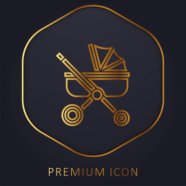 Baby Stroller línea de oro logotipo premium o icono - Vector, imagen