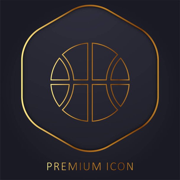 Logo premium o icono de la línea dorada del baloncesto - Vector, Imagen