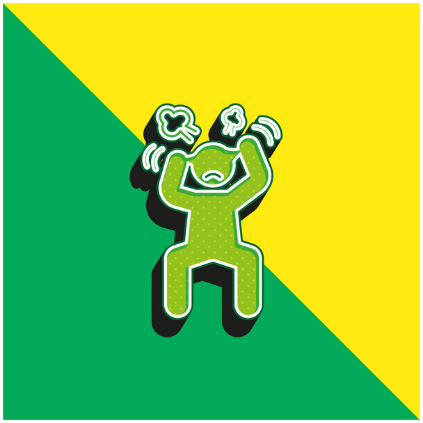 Angry Man Green and yellow modern 3d vector icon logo - Vector, Image