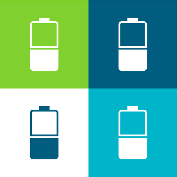 Batterieflache vier Farben minimales Symbol-Set - Vektor, Bild