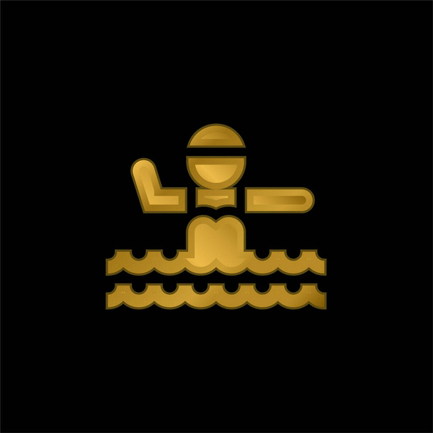 Aquagym chapado en oro icono metálico o vector de logotipo - Vector, imagen