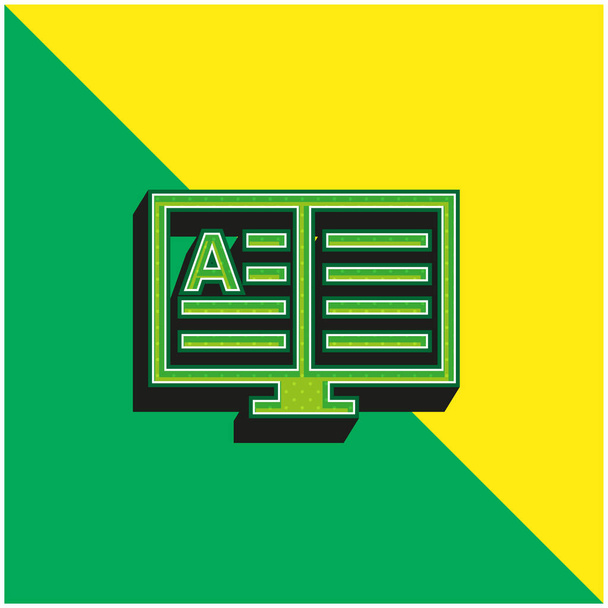 Libro Verde e giallo moderno 3d vettoriale icona logo - Vettoriali, immagini