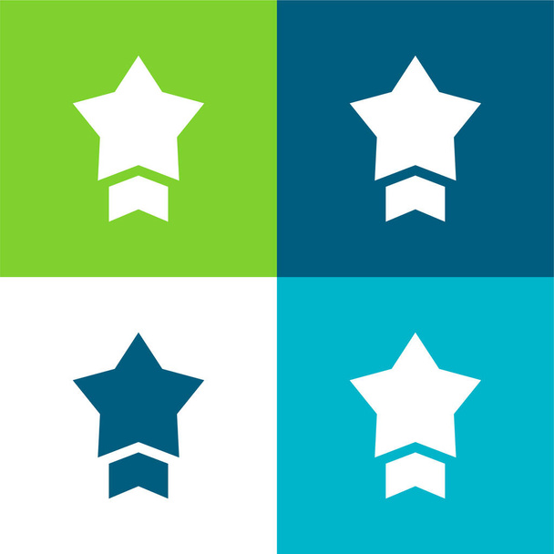Insignia Plano de cuatro colores mínimo icono conjunto - Vector, Imagen