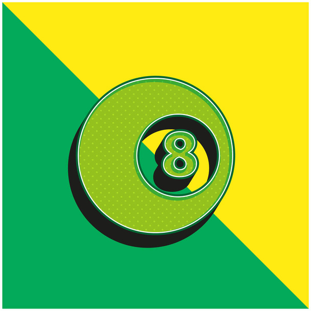 Black Eight Billiard Ball Green a žluté moderní 3D vektorové logo - Vektor, obrázek