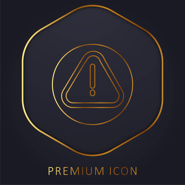 Sinal de alarme de um símbolo de exclamação em um logotipo ou ícone premium de linha dourada do triângulo - Vetor, Imagem
