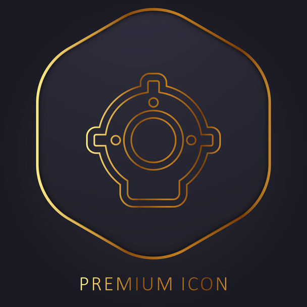 Aqualung linha dourada logotipo premium ou ícone - Vetor, Imagem