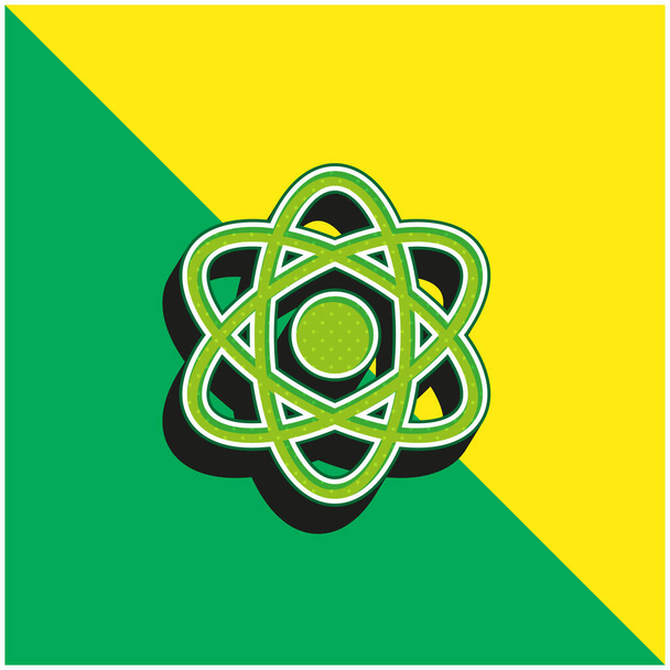アトムグリーンと黄色の現代的な3Dベクトルアイコンのロゴ - ベクター画像