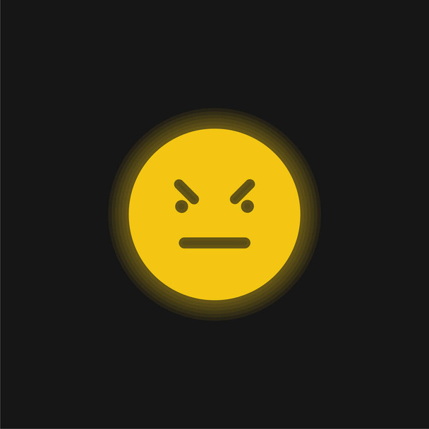 Bad Emoticon Square Face желтая светящаяся неоновая икона - Вектор,изображение
