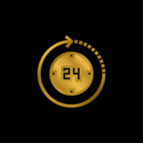 24 tuntia kullattu metallinen kuvake tai logo vektori - Vektori, kuva
