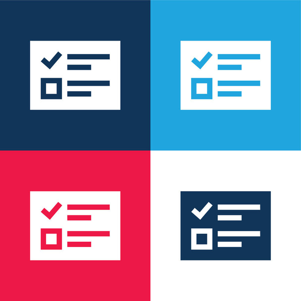 Ballot blue and red four color minimal icon set - Vector, Image
