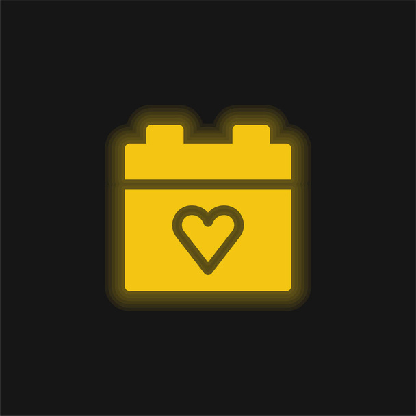 Anniversary geel gloeiende neon pictogram - Vector, afbeelding
