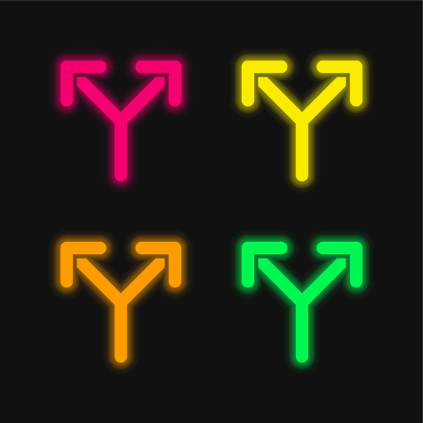 Alternare quattro colori incandescente icona al neon vettore - Vettoriali, immagini
