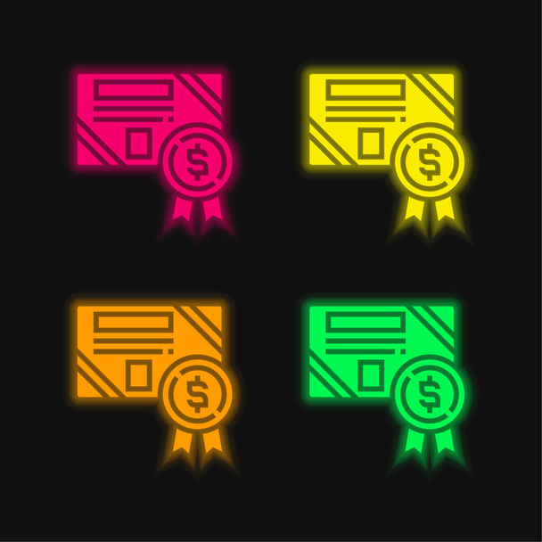 Bond neljä väriä hehkuva neon vektori kuvake - Vektori, kuva
