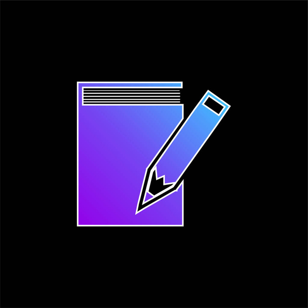 Libro y lápiz azul degradado icono del vector - Vector, Imagen