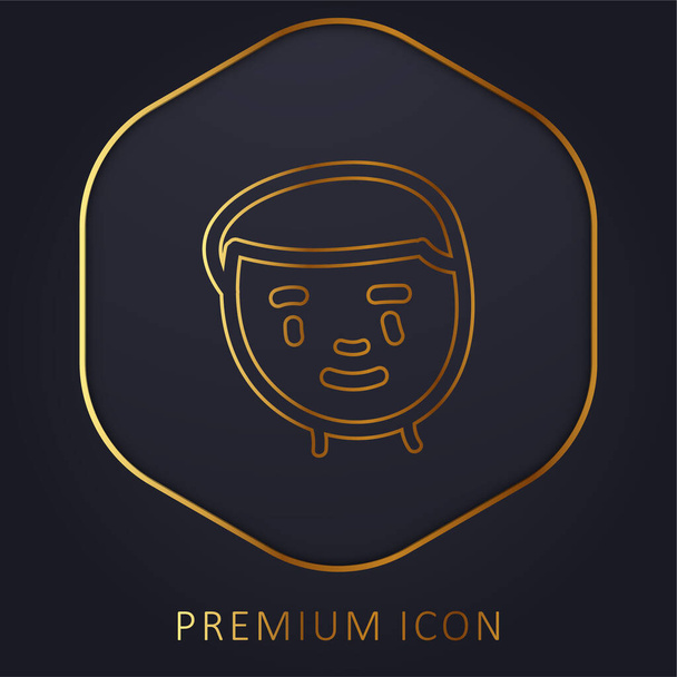 Cara dibujada a mano de niño logotipo premium de línea dorada o icono - Vector, imagen