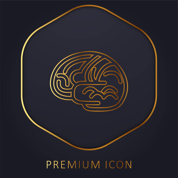 Brain Body Organ Outline arany vonal prémium logó vagy ikon - Vektor, kép