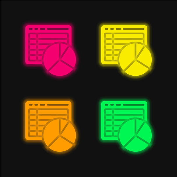 Analytiikka neljä väriä hehkuva neon vektori kuvake - Vektori, kuva