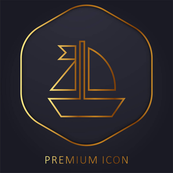 Logo premium o icono de la línea dorada barco - Vector, Imagen