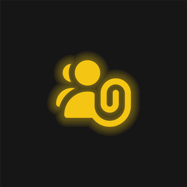 Bevestig geel gloeiend neon pictogram - Vector, afbeelding