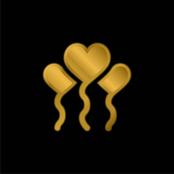Balloons gold plated metalic icon or logo vector - Vector, Image