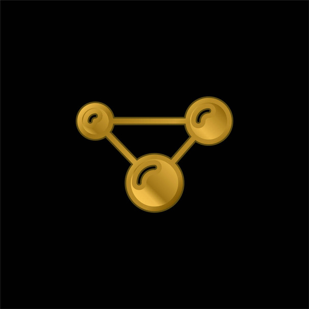 Átomos chapado en oro icono metálico o logotipo vector - Vector, imagen