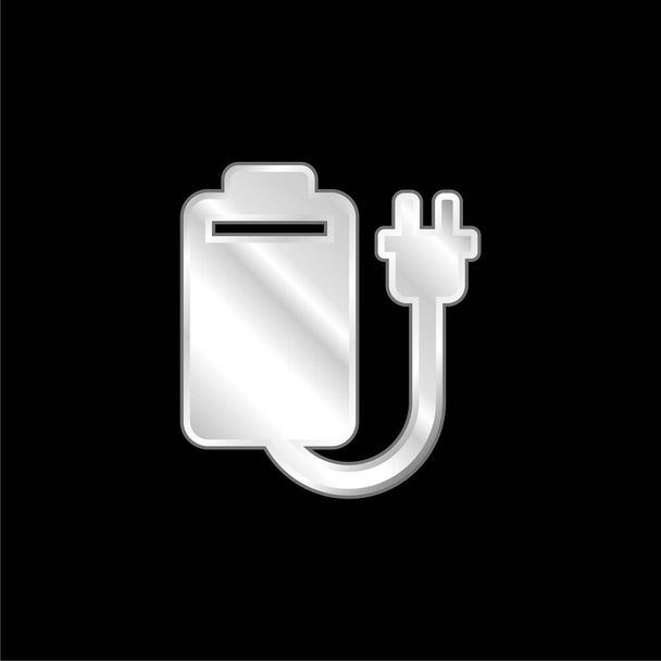Stříbrná metalická ikona baterie - Vektor, obrázek