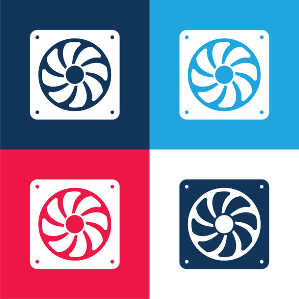 Big Electric Fan blue and red four color minimal icon set - Vector, Image