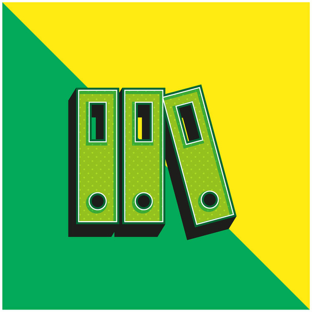 Levéltár Zöld és sárga modern 3D vektor ikon logó - Vektor, kép