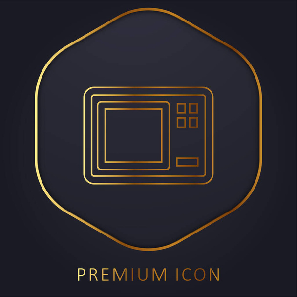 Forno de microondas grande linha dourada logotipo premium ou ícone - Vetor, Imagem