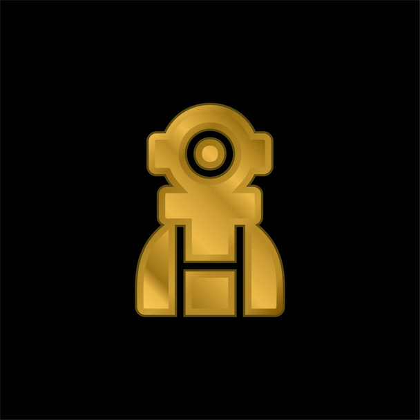 Astronauta banhado a ouro ícone metálico ou vetor logotipo - Vetor, Imagem