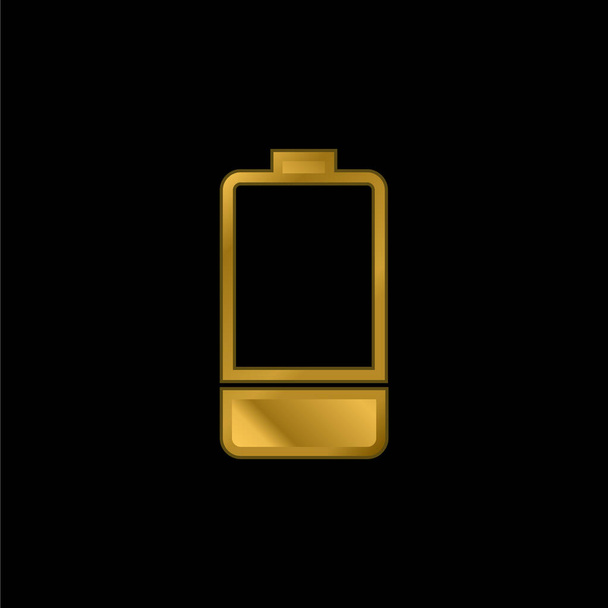 バッテリーゴールドメッキ金属アイコンやロゴベクトル - ベクター画像