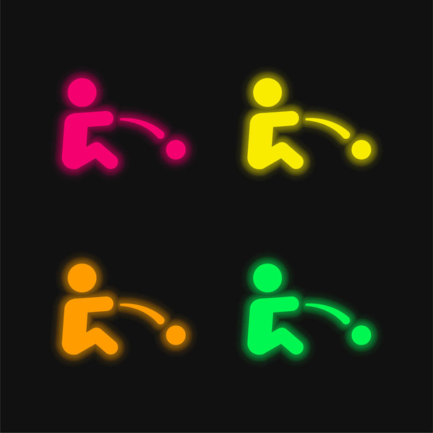 Baby four color glowing neon vector icon - Vector, Image