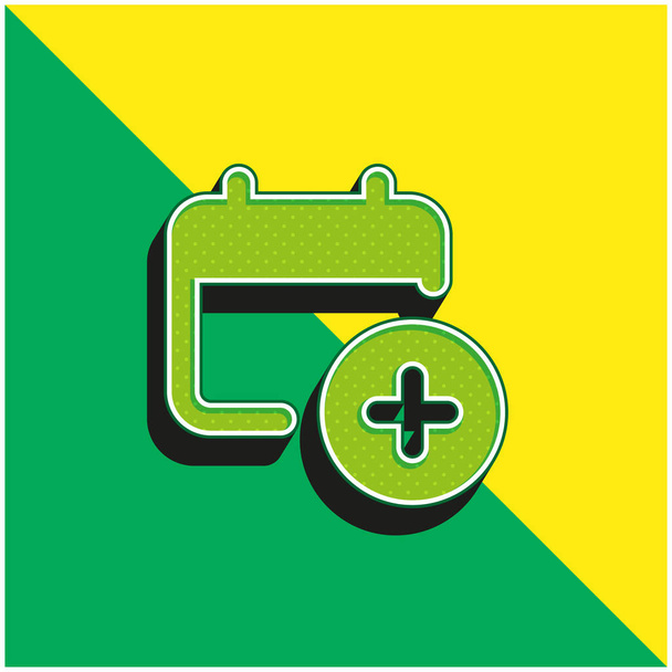 Добавить зеленый и желтый современный трехмерный векторный логотип - Вектор,изображение