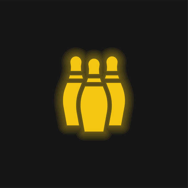 Bowling yellow glowing neon icon - Vector, Image
