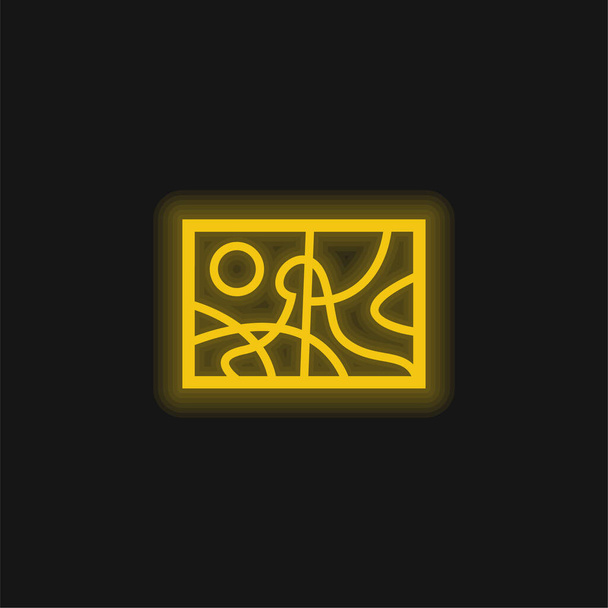 Pintura abstracta Paisaje amarillo brillante icono de neón - Vector, imagen